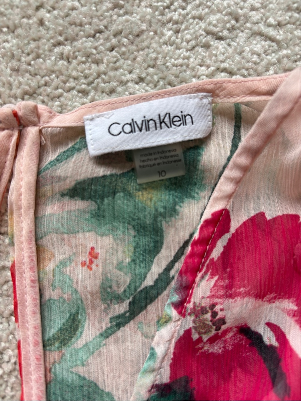 Calvin Klein Pink Floral Maxi High-Low Wrap Dress Size 10 - Picture 4 of 14